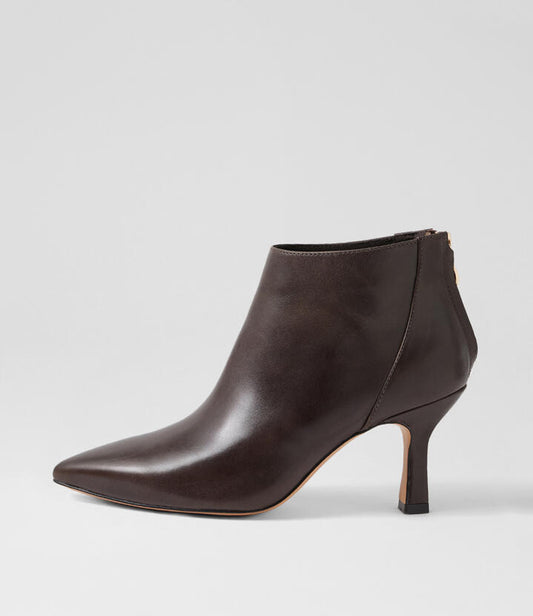 Image of Boots. Productname: Loral Choc Leather Ankle Boots in Choc colour by brand - MIDAS