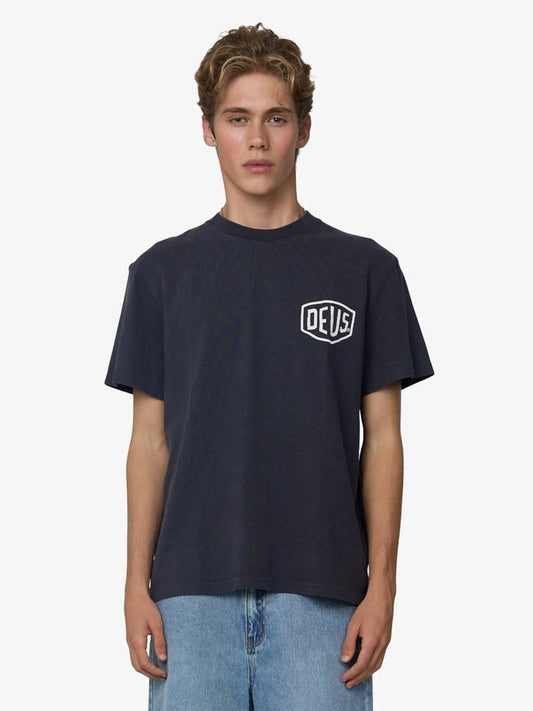 Image of T-Shirts. Productname: Deus Shield Garment Dyed Tee in Black colour by brand - Deus