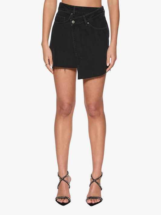 Image of a model wearing Skirts. Productname: Ksubi Rap Skirt Stealth in Stealth colour by brand - Ksubi