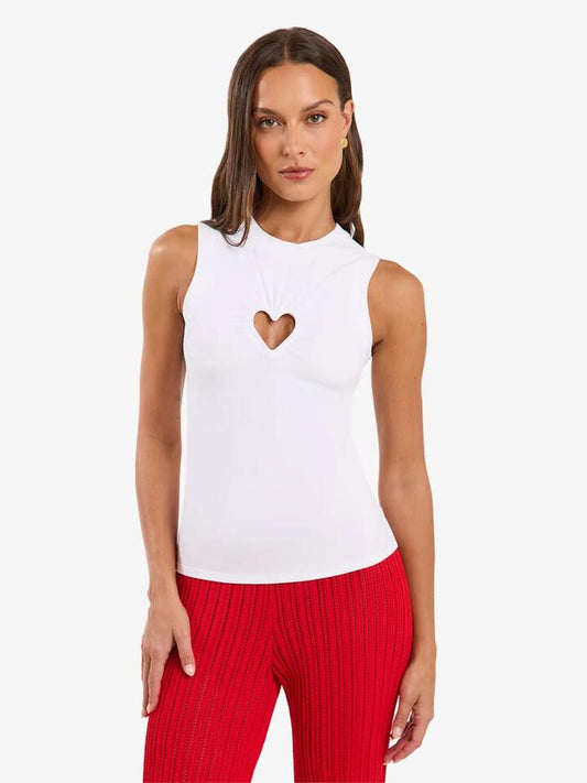 Image of a model wearing Tops. Productname: LIIDO Heart Tank in White colour by brand - LIIDO