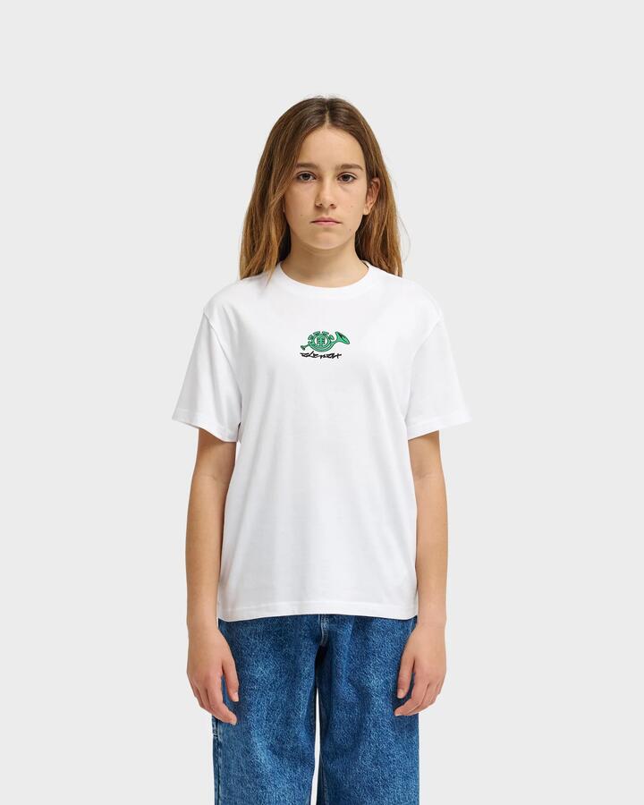 Image of a model wearing Tops. Productname: element Boys 8-16 Horn T-Shirt Optic White - in Optic White colour by brand - Element