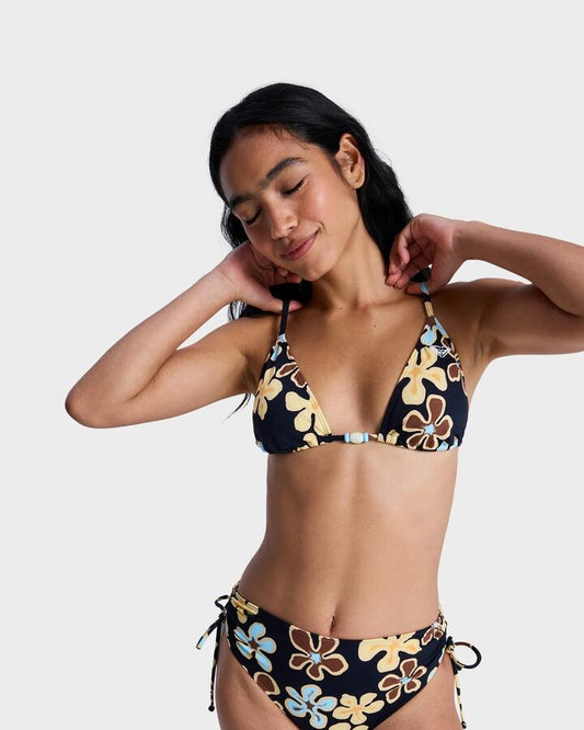 Image of Swimwear. Productname: roxy Womens Nostalgic Feels Tiki Tri Bikini Top Anthracite Nostalgic Feels Ful - in Anthracite Nostalgic Feels Ful colour by brand - Roxy