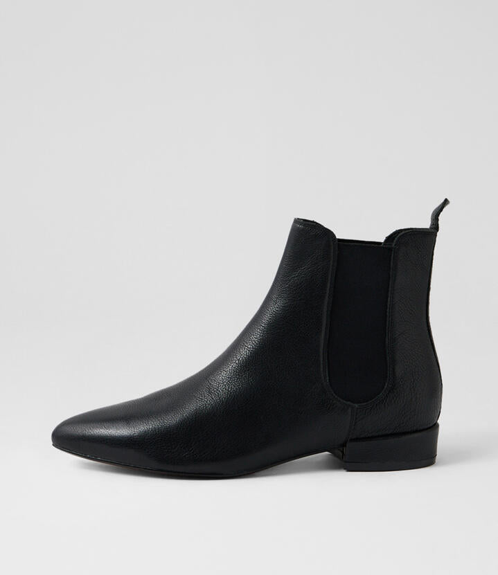 Image of Boots. Productname: Elpasso Black Leather Chelsea Boots in Black colour by brand - MIDAS