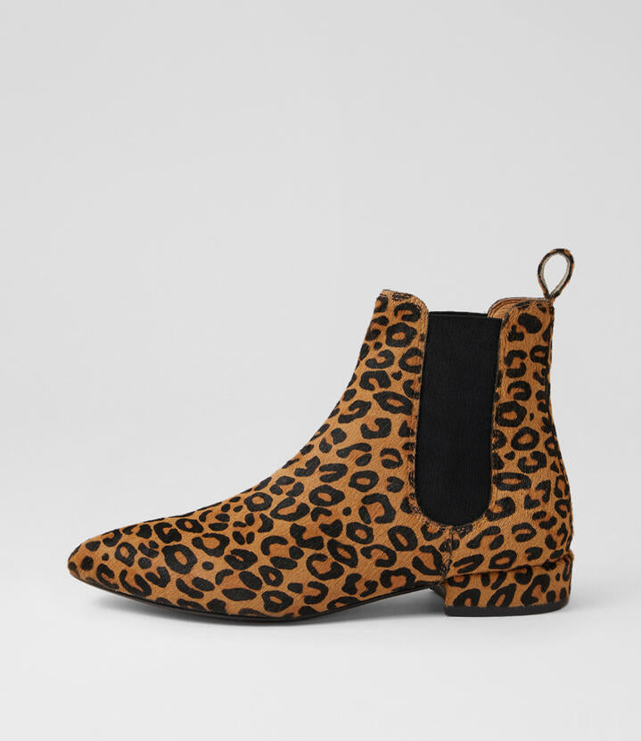 Image of Boots. Productname: Elpasso Light Tan Leopard Pony Chelsea Boots in Lt Tan Leopard colour by brand - MIDAS