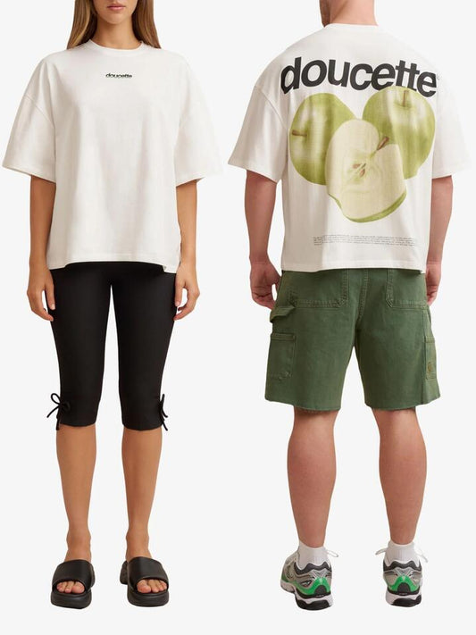 Image of T-Shirts. Productname: Doucette Unisex Green Apples Compact Tee in Ivory colour by brand - Doucette