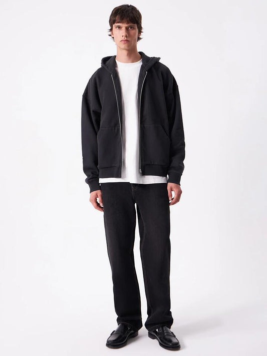 Image of a model wearing Outerwear. Productname: Article One Evren Hoodie in Washed Black colour by brand - Article One