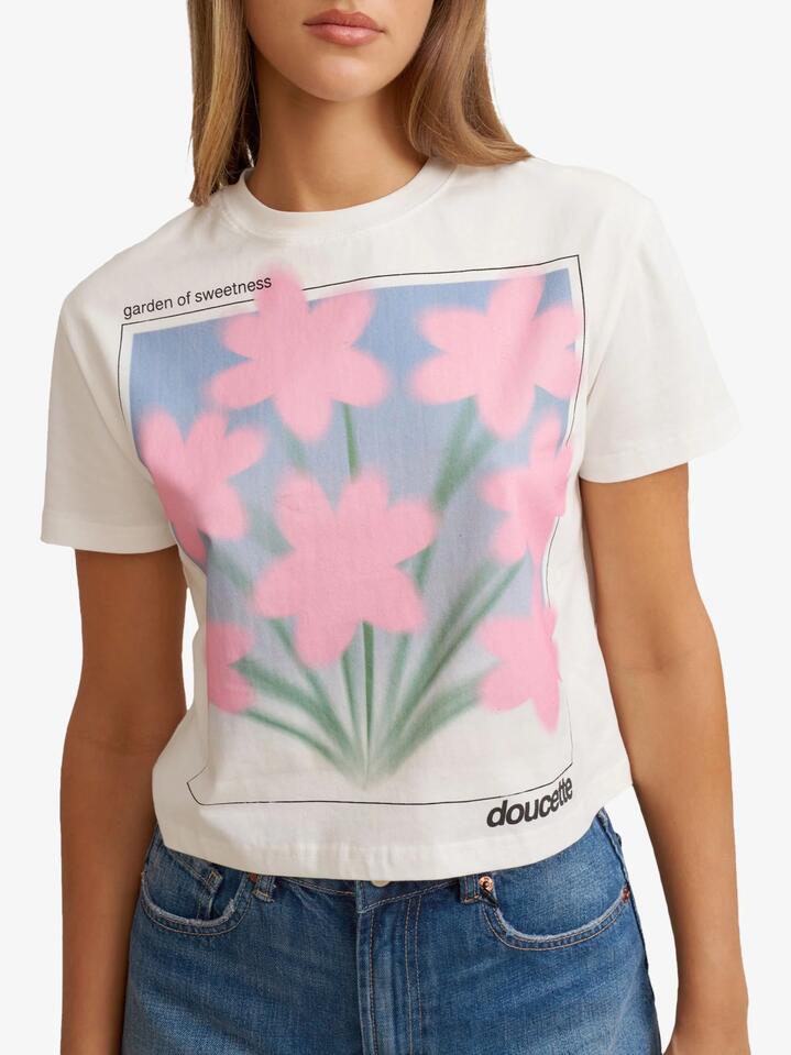 Image of T-Shirts. Productname: Doucette Bouquet Of Blooms Baby Tee in Ivory colour by brand - Doucette
