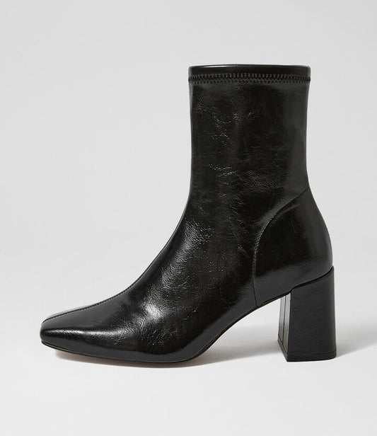 Image of Boots. Productname: Wilara Black Crinkle Stretch Ankle Boots in Black Crinkle colour by brand - MOLLINI