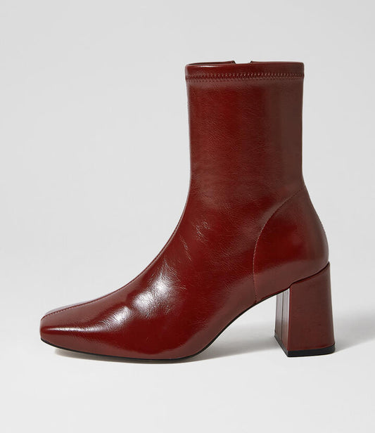 Image of Boots. Productname: Wilara Burgundy Stretch Ankle Boots in Burgundy colour by brand - MOLLINI