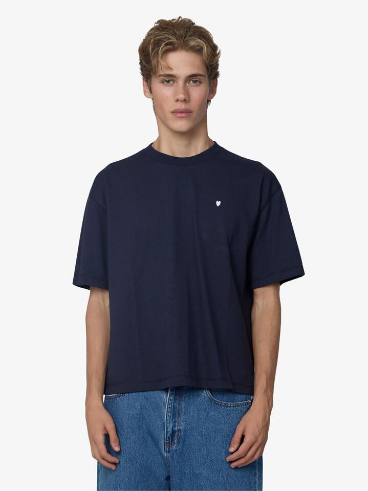 Image of T-Shirts. Productname: Article One Small Serif Cropped Tee in Navy colour by brand - Article One