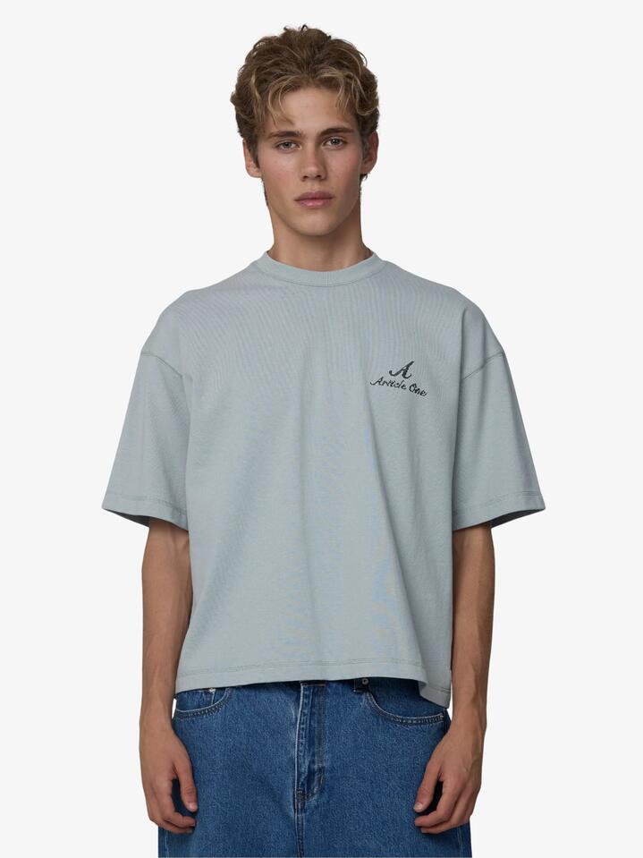 Image of T-Shirts. Productname: Article One Needle Point Tee in Pale Blue colour by brand - Article One