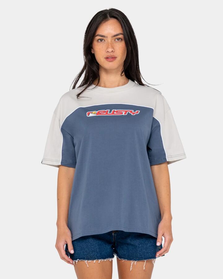 Image of T-Shirts. Product name - Rusty Womens Archived Ops T-Shirt China Blue - in China Blue colour by brand - Rusty