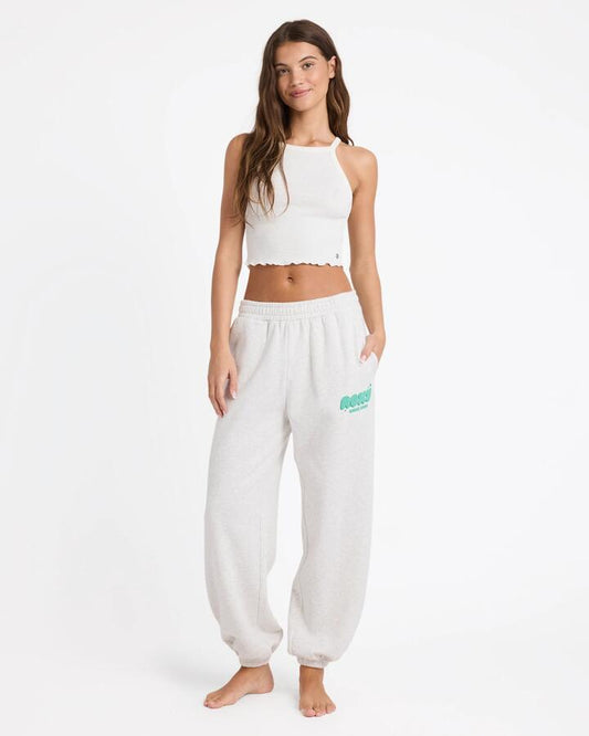Image of a model wearing Pants. Productname: roxy Womens Cruiser Trackpants Ash Heather - in Ash Heather colour by brand - Roxy