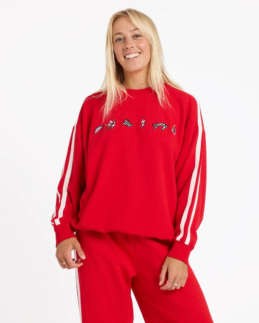 Image of Accessories. Productname: roxy Womens Sketch Crew Neck Rio Red - in Rio Red colour by brand - Roxy