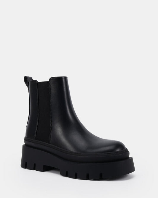 Image of Boots. Product name - Dominique Black Vegan Boots in Black colour by brand - Novo