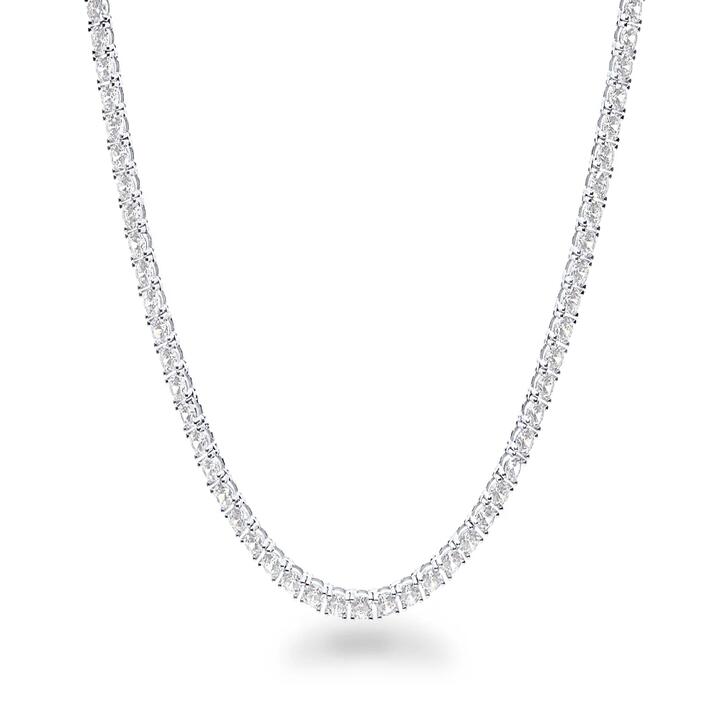 Image of Necklaces. Productname: 41cm 4mm Width Cubic Zirconia Tennis Necklace in Rhodium Plated Sterling Silver in Silver colour by brand - Bevilles
