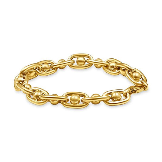 Image of Bracelets. Productname: 9kt Yellow Gold Bonded Beaded Rolo Bracelet in Gold colour by brand - Bevilles