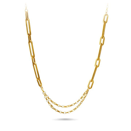 Image of Necklaces. Productname: 9kt Yellow Gold Bonded Multirow Chain Necklace 55cm in Gold colour by brand - Bevilles