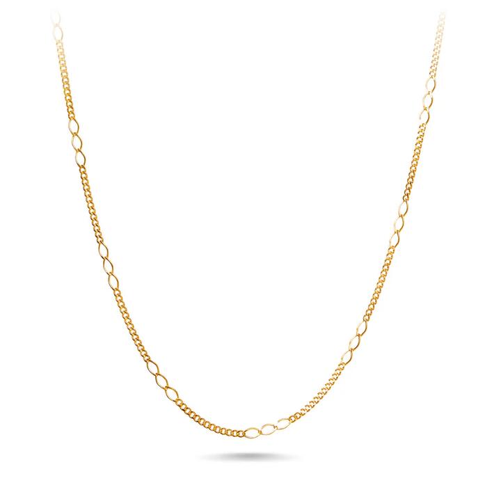 Image of Necklaces. Productname: 9kt Yellow Gold Tri Cable Link Chain Necklace 45cm in Gold colour by brand - Bevilles