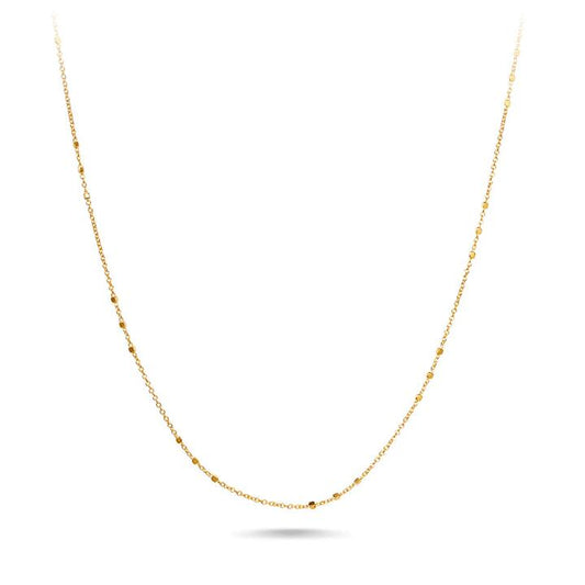 Image of Necklaces. Productname: 9kt Yellow Gold Tri Bead Station Chain Necklace 45cm in Gold colour by brand - Bevilles