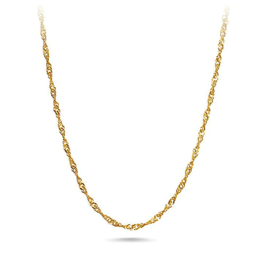 Image of Necklaces. Productname: 9kt Yellow Gold Singapore Twist Chain Necklace 45cm in Gold colour by brand - Bevilles