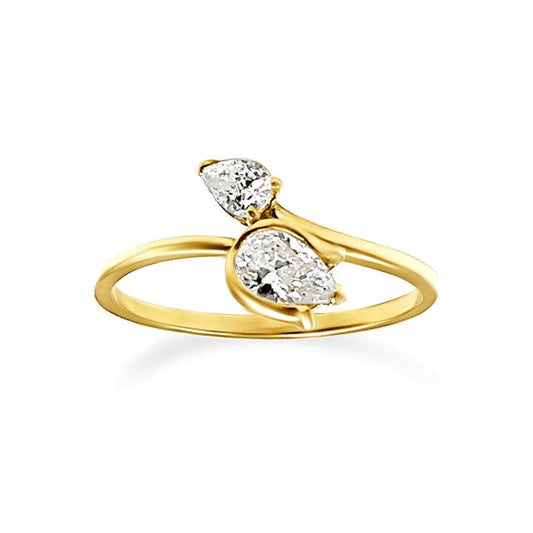 Image of Rings. Productname: Cubic Zirconia Tulip Wrap Ring with in 9kt Yellow Gold in colour by brand - Bevilles