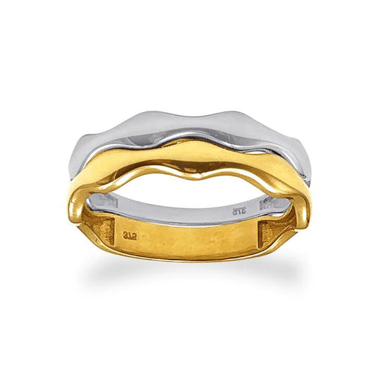 Image of Rings. Productname: Organic Stack Two Tone Ring in 9kt Yellow Gold in Gold colour by brand - Bevilles