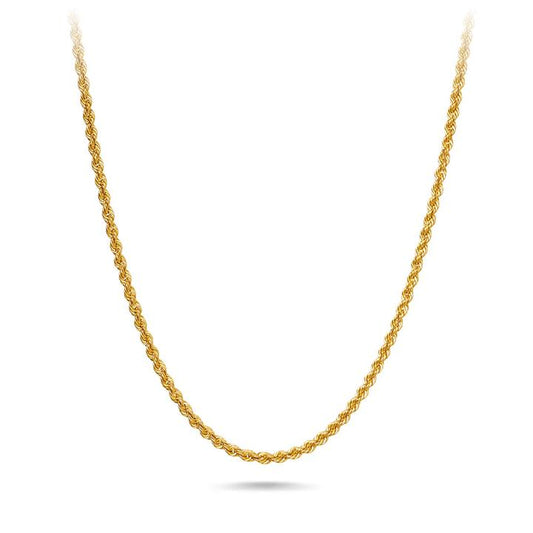Image of Necklaces. Productname: Light Rope Chain Necklace in 9kt Yellow Gold Hollow 45cm in Gold colour by brand - Bevilles