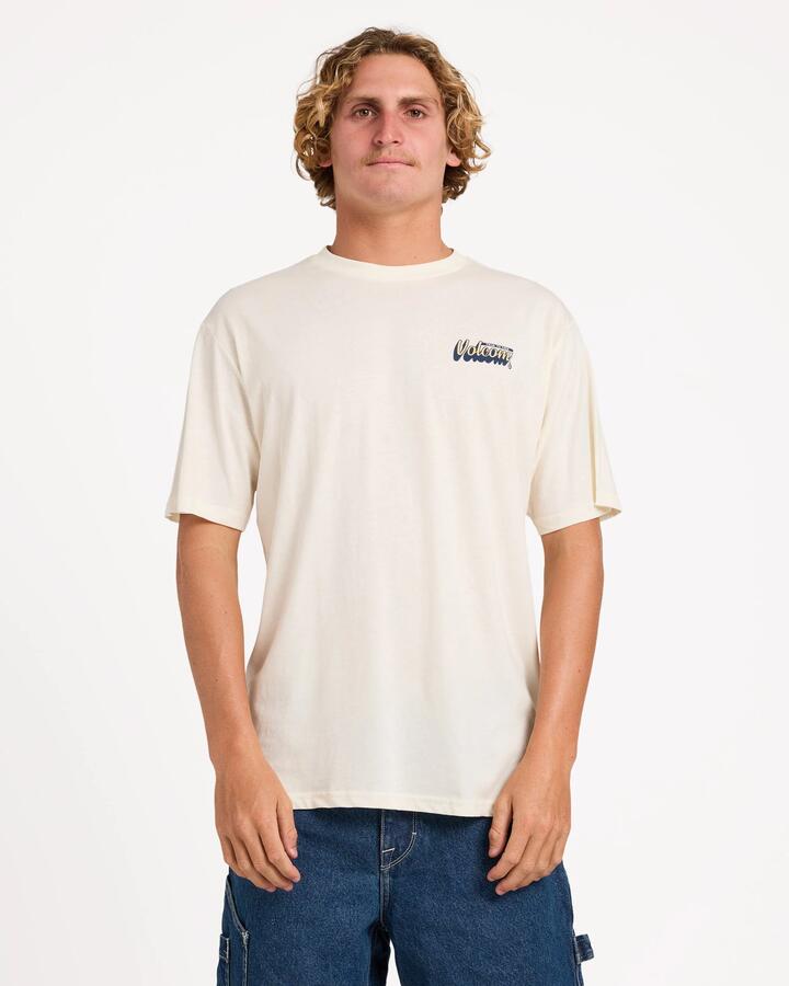 Image of T-Shirts. Product name - Volcom Mens Wowza T-Shirt Off White in Off White colour by brand - Volcom