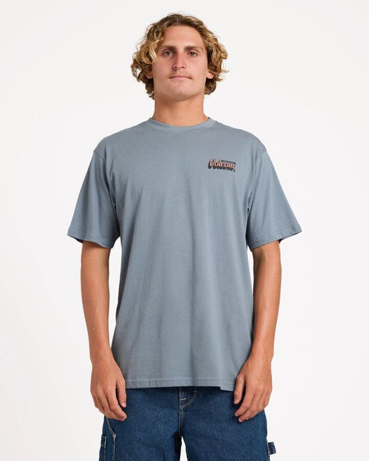 Image of T-Shirts. Productname: Volcom Mens Wowza T-Shirt Slate Blue - in Slate Blue colour by brand - Volcom