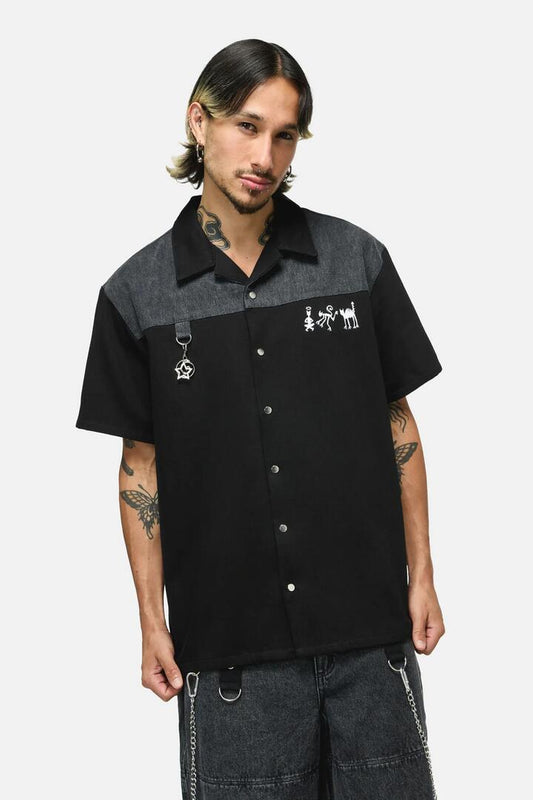 Image of Shirts. Productname: Whirl Yoke Shirt in Black colour by brand - Dangerfield