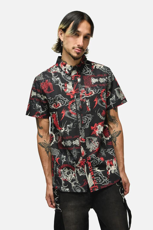 Image of Shirts. Product name - Purgatory SS Shirt in Black colour by brand - Black Friday