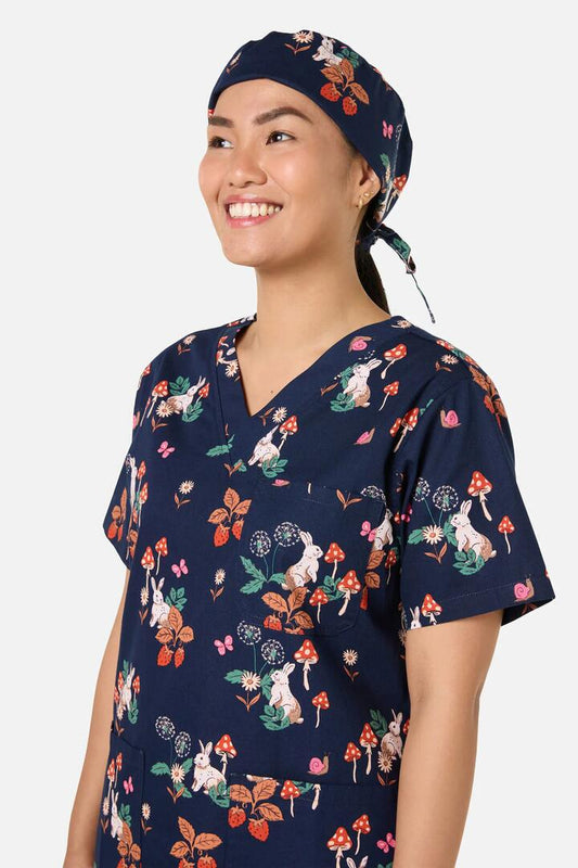 Image of Hats. Productname: Wonderland Scrub Hat in Navy colour by brand - Scrubs With Love