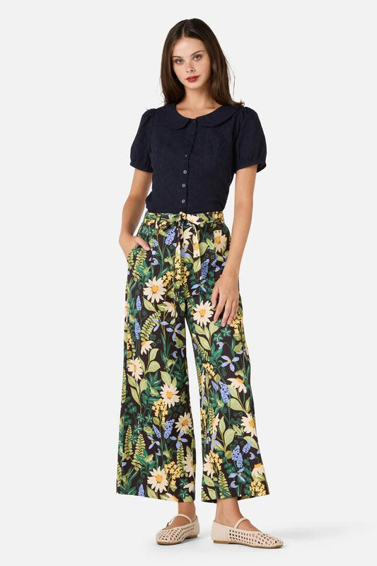 Image of a model wearing Pants. Productname: Tiana Tree Frog Pant in Brown colour by brand - Princess Highway