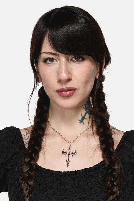 Image of Necklaces. Productname: Spike Cross Necklace in Silver colour by brand - Black Friday