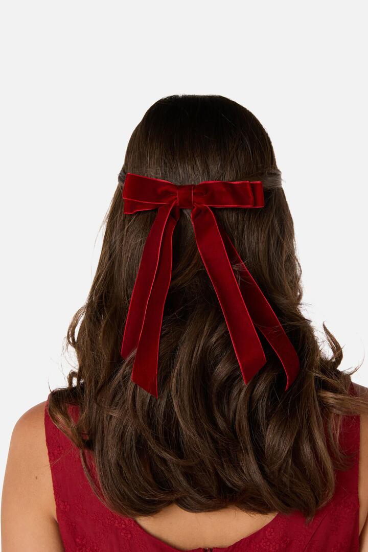 Image of Slippers. Productname: Red Velvet Slide Hair Clip in Red colour by brand - Princess Highway