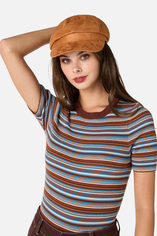 Image of Hats. Productname: Tan Faux Suede Baker Boy in Tan colour by brand - Princess Highway