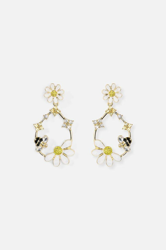Image of Earrings. Productname: Bee & Flower Drop Earrings in Gold colour by brand - Princess Highway