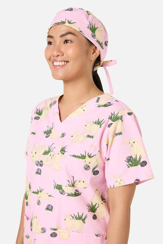 Image of Hats. Productname: Hop Hop Scrub Hat in Pink colour by brand - Scrubs With Love