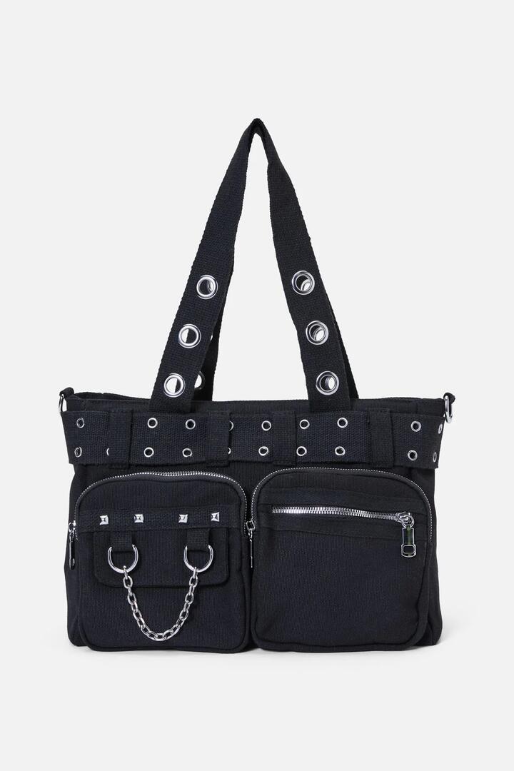 Image of Bags. Productname: Canvas Stud Pocket Bag in Black colour by brand - Dangerfield