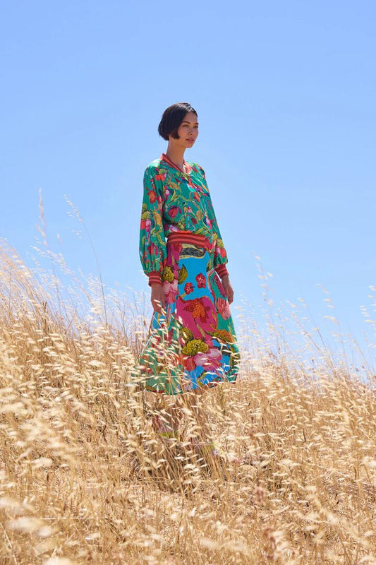 Image of a model wearing Outerwear. Productname: Elara Print Bomber Jacket in Print colour by brand - Gorman