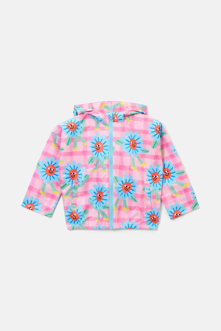 Image of a model wearing Rain Coats. Productname: Walking Daisy Kids Raincoat in Pink colour by brand - Gorman