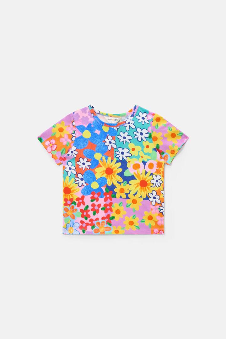 Image of T-Shirts. Product name - Patchy Floral Kids T-Shirt in Multi colour by brand - Gorman
