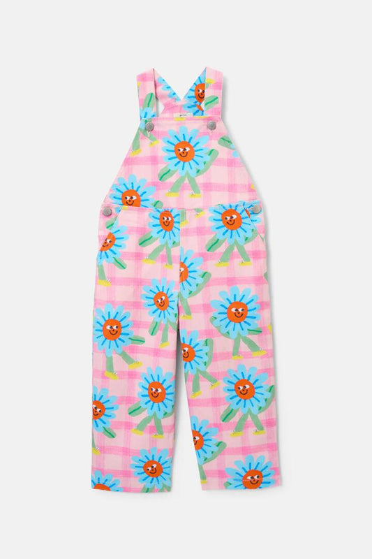 Image of a model wearing Pants. Productname: Walking Daisy Kids Overalls in Pink colour by brand - Gorman