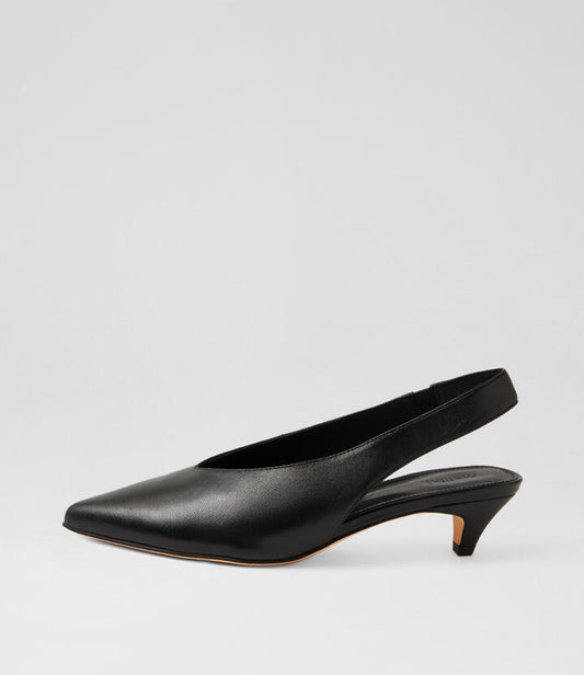 Image of Heels. Productname: Crissi Black Leather Pump Heels in Black colour by brand - MOLLINI