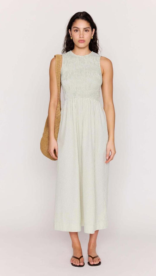 Image of Dresses. Product name - Green Gingham Smocked Midi Dress in Sage Gingham colour by brand - MINKPINK