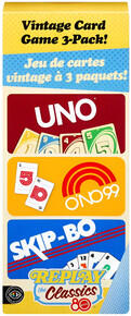 Image of Games. Product name - Vintage Set with 3 Card Games UNO, O'No 99 & Ski-Bo in colour by brand - Toymate