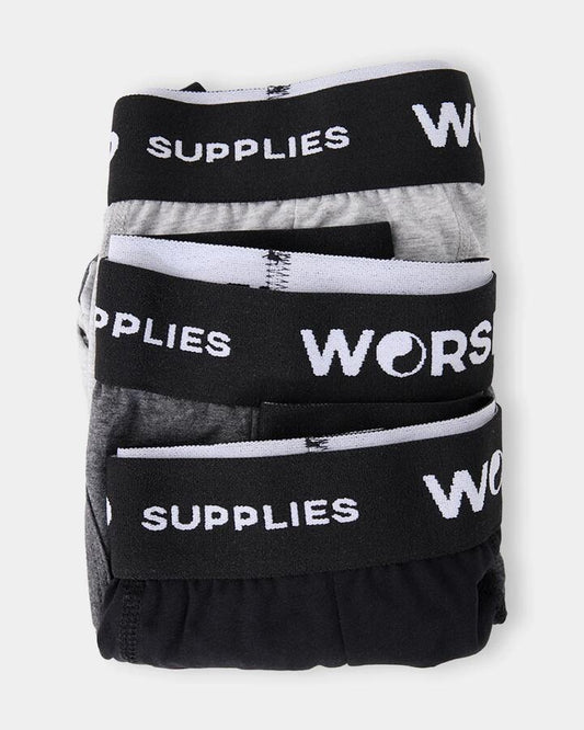 Image of a model wearing Shorts. Productname: worship Mens 3 Pack Trunks Black - in Black colour by brand - Worship