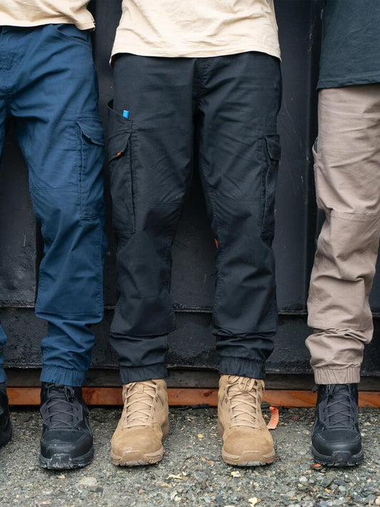 Image of a model wearing Uniforms & Workwear. Productname: Volcom Mens Workwear Meter Light Cuffed Carpenter Pants Black - in Black colour by brand - Volcom