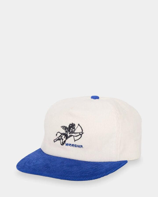 Image of Hats. Productname: worship Mens Cherub Cord Cap Blue - in Blue colour by brand - Worship